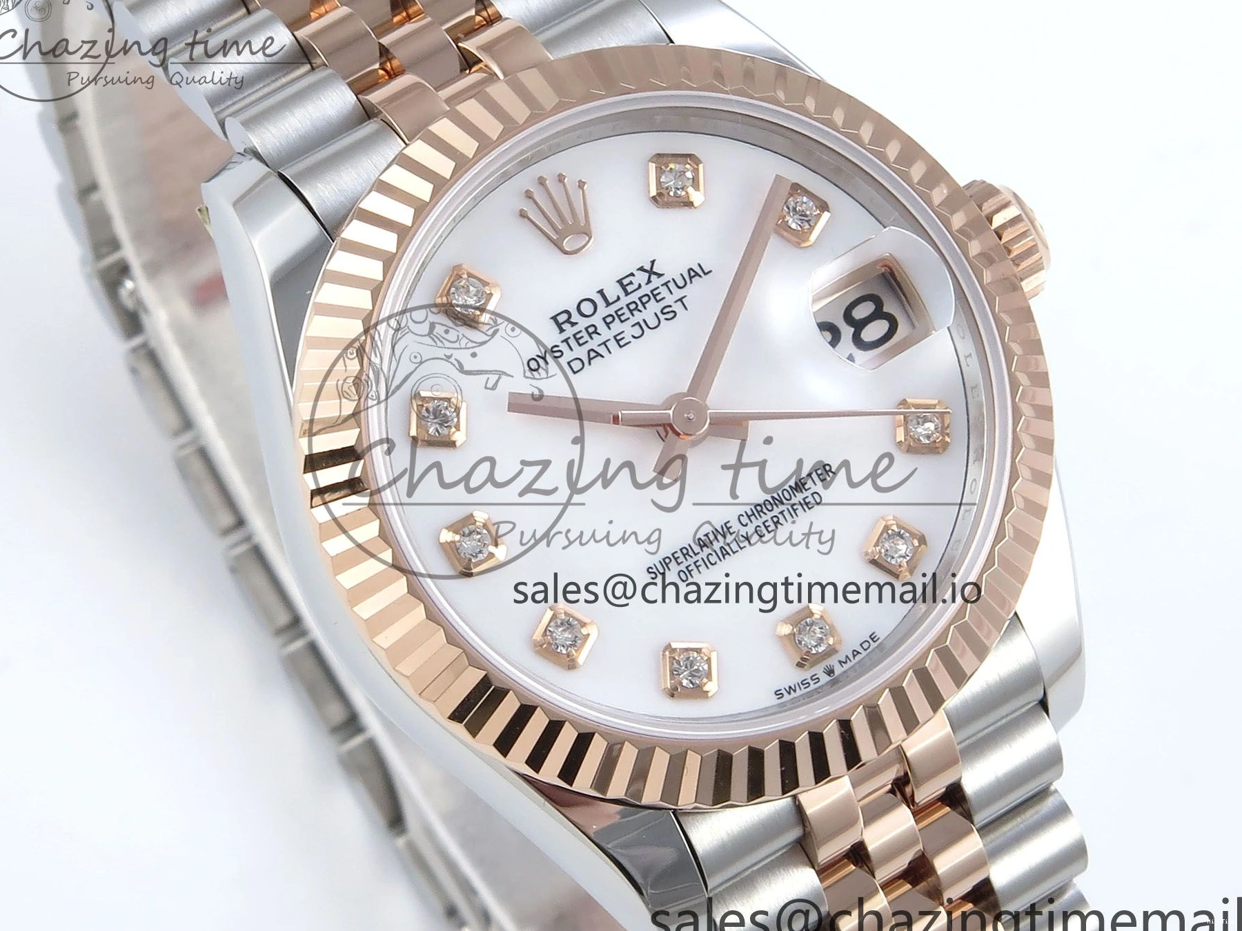 MiroTime 0102 QuickDry DateJust 31 278271 ARF 1:1 Best Edition 904L Steel White MOP Diamonds Dial on SS RG Jubilee Bracelet ETA 517